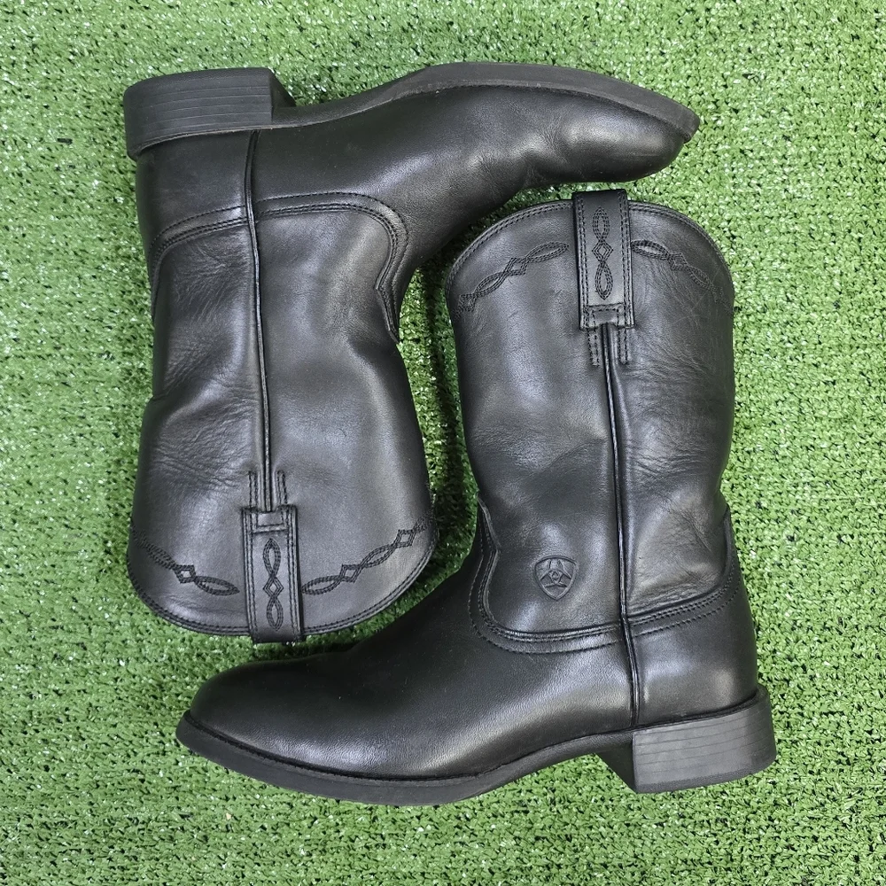 Ariat Heritage Roper Embroidered Leather Round Toe Mens Boots Size 7.5 LIKE NEW